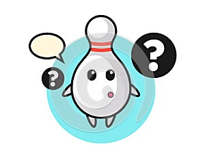 Cartoon Illustration of bowling pin with the question mark