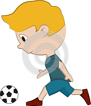 Cartoon illustration of a boy playing soccer
