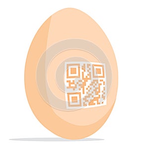 Brown egg stamped with qr code