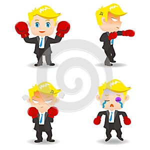 Cartoon illustration Business man boxing