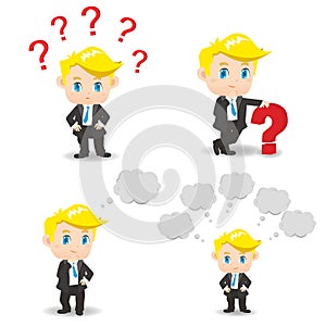 Cartoon illustration Business man question