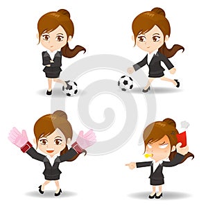 Cartoon illustration Business woman competitive