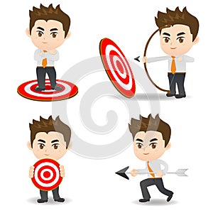 Cartoon illustration Businessman archery target