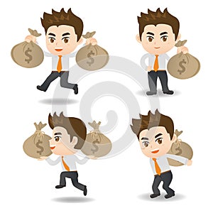 Cartoon illustration Businessman with moneybag photo