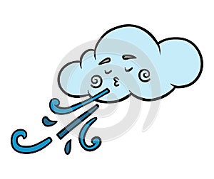 Cartoon illustration for children, Cloud and wind