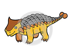 Cartoon illustration for children, dinosaur Ankylosaurus