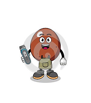 Cartoon Illustration of chocolate egg as a barber man