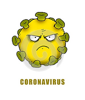 Cartoon illustration of the Coronavirus that is spreading throughout the world