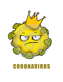 Cartoon illustration of the Coronavirus that is spreading throughout the world