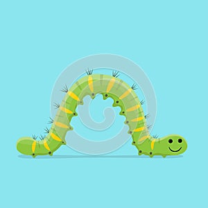 Funny cartoon illustration of a crawling caterpillar photo