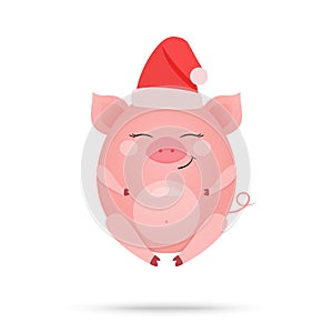 Cartoon illustration of cute amused pig