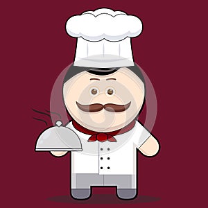 Cartoon illustration cute chef