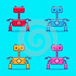 Cartoon illustration of cute color variation robot