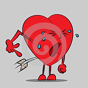 Crying heart comic illustration