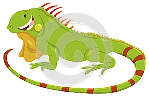 Cartoon green iguana animal character