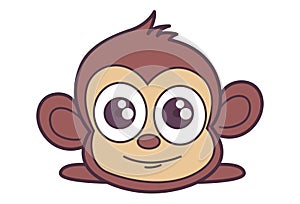 Cartoon Illustration Of Cute Monkey.