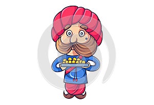 Cartoon Illustration Of Cute Rajput Man.