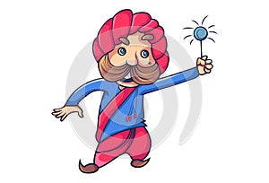 Cartoon Illustration Of Cute Rajput Man.