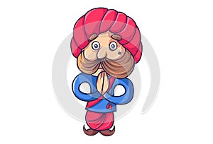 Cartoon Illustration Of Cute Rajput Man.