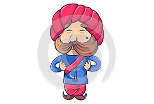 Cartoon Illustration Of Cute Rajput Man.