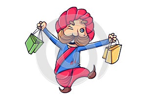 Cartoon Illustration Of Cute Rajput Man.