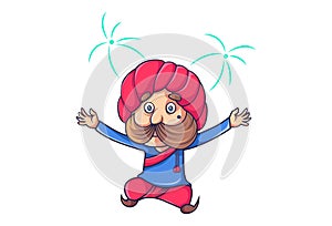 Cartoon Illustration Of Cute Rajput Man.