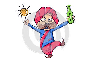 Cartoon Illustration Of Cute Rajput Man.