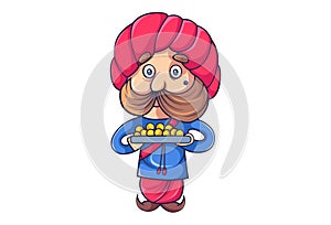 Cartoon Illustration Of Cute Rajput Man. photo