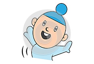 Cartoon Illustration of Cute Sardar Baby