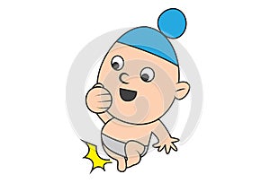 Cartoon Illustration of Cute Sardar Baby