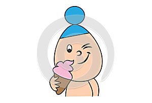 Cartoon Illustration of Cute Sardar Baby