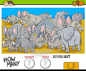 Counting elephants and rhinos game for kids photo