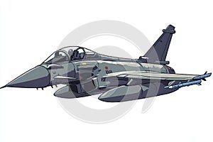 A cartoon illustration of a Eurofighter Typhoon jet fighter aircraft a powerful and agile multirole combat aircraft It is photo