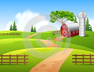 Cartoon illustration of farm background photo