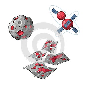 Space Exploration Elements Cartoon Illustration