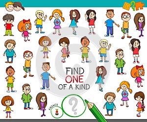 Find one of a kind game with children characters