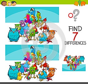 Find differences with birds animal characters