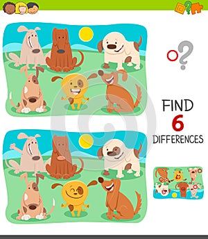 Finding differences game with happy dogs