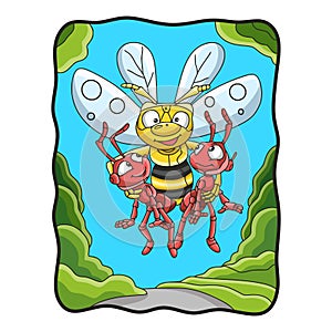 Cartoon illustration Flying bees