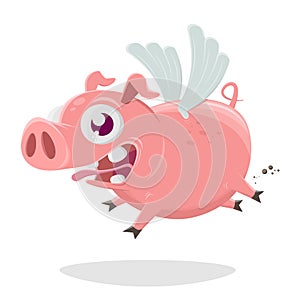 Cartoon illustration of a flying pig