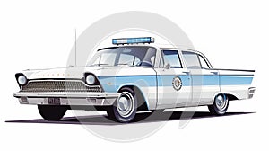 Cartoon Illustration Of A Ford Police Car