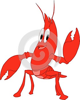 Cartoon illustration of a friendly and cute lobster