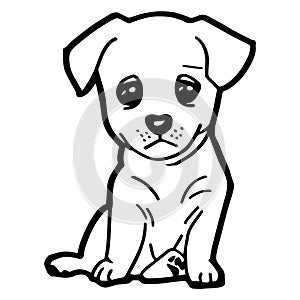 Cartoon Illustration of Funny Dog for Coloring Book