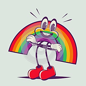cartoon illustration of a funny rainbow