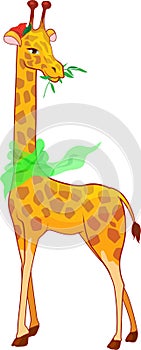 Cartoon illustration giraffe with scarf