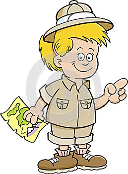 Cartoon illustration of an girl explorer