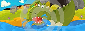 Cartoon illustration - green dragon