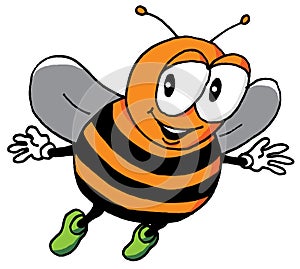 Cartoon Illustration of a Happy Bee