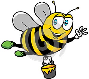 Cartoon Illustration of a Happy Bee