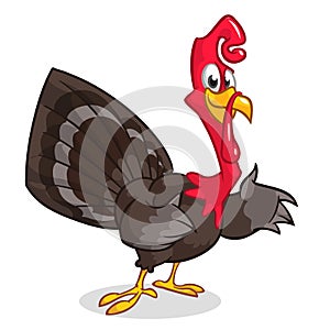 Cartoon illustration of a happy cute thanksgiving turkey character